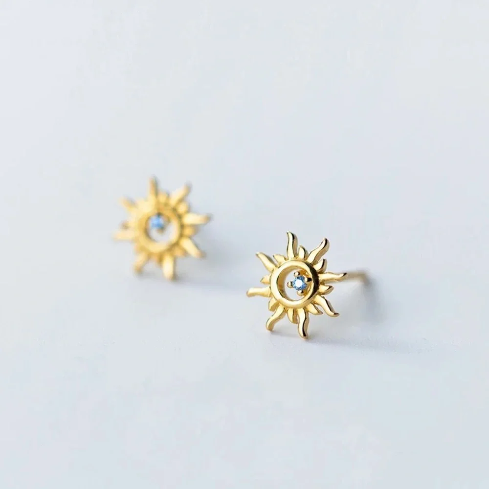 Dainty Solar Flare Crystal Stud Earrings